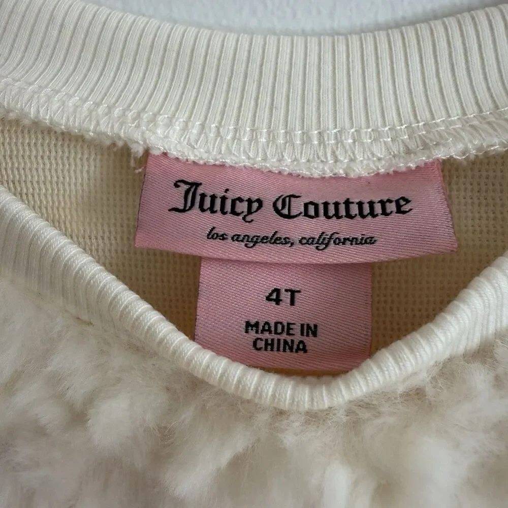 Juicy Couture Girls 2 Piece Faux Fur Sweater Legging Set Size 4T Hearts Logo NWT